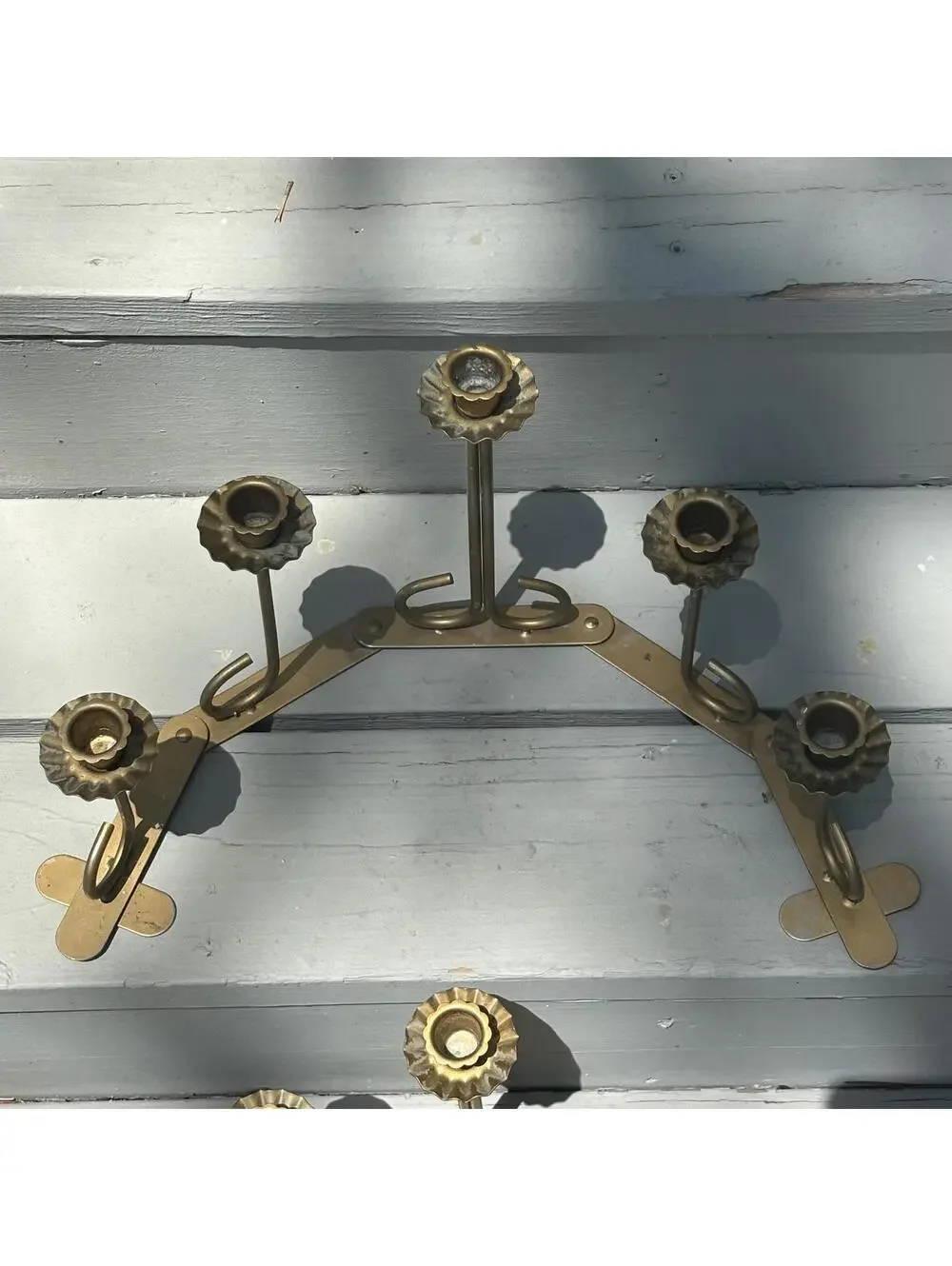 Pair of Candle Holder for Five Candles - gold/brass tone